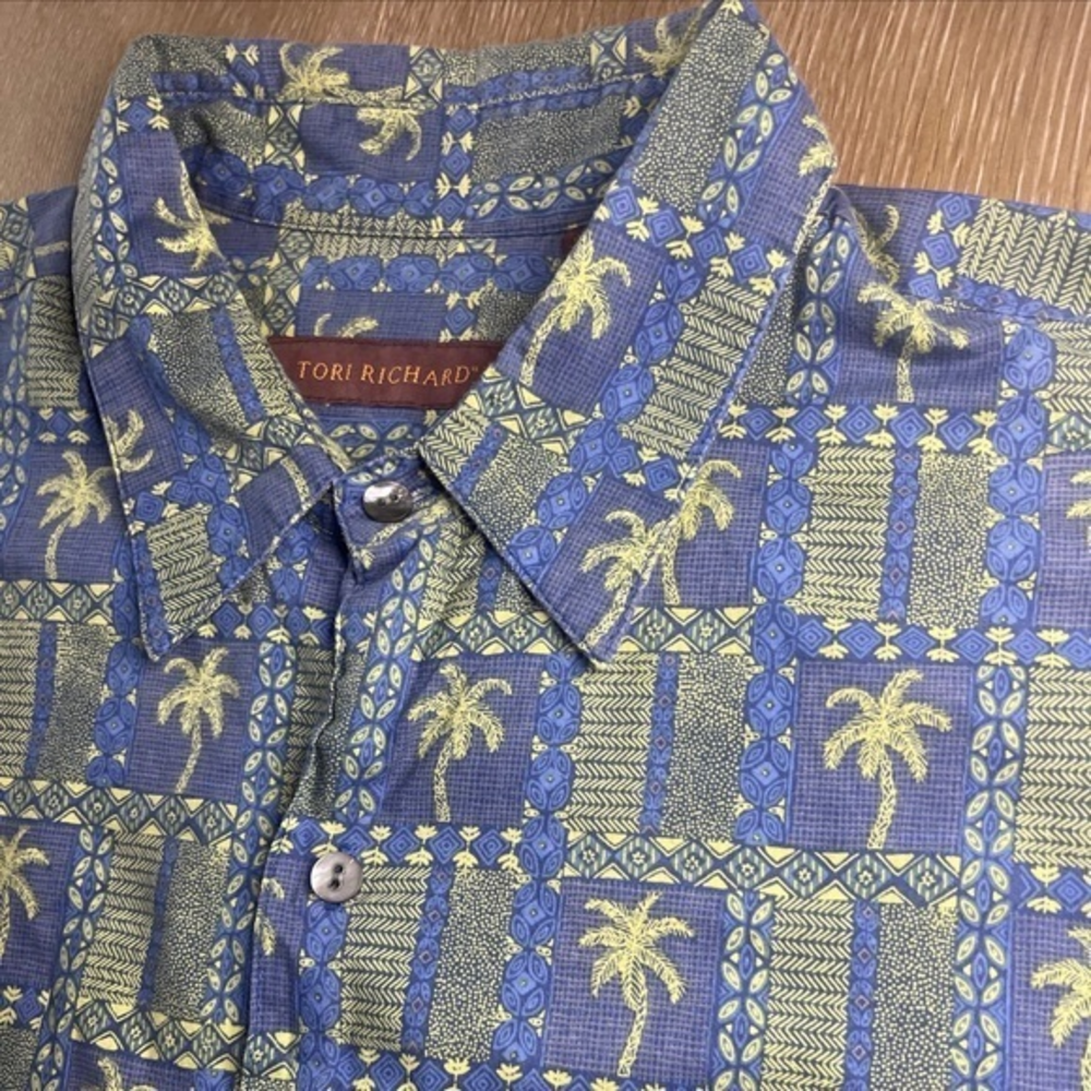 Tori Richard Men’s XL Geometric Multicolor Short‎ Sleeve Button Front Shirt